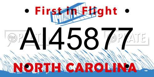 AI45877 North Carolina License Plate