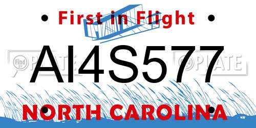 AI4S577 North Carolina License Plate
