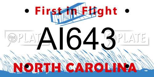 AI643 North Carolina License Plate