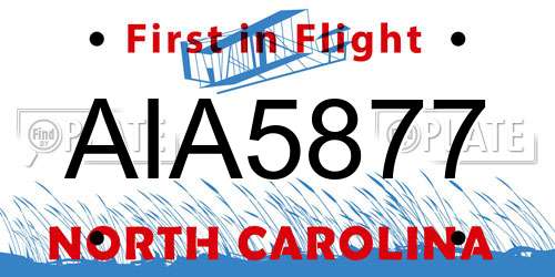 AIA5877 North Carolina License Plate