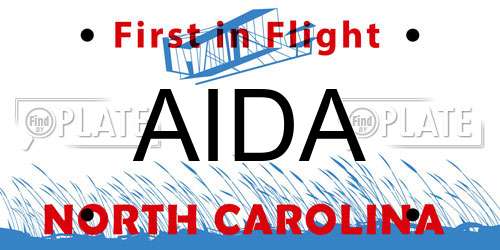 AIDA North Carolina License Plate