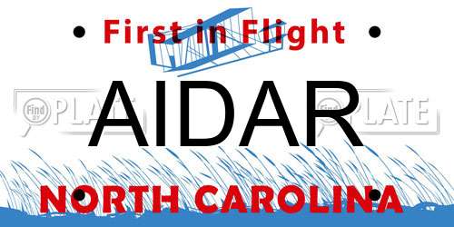 AIDAR North Carolina License Plate