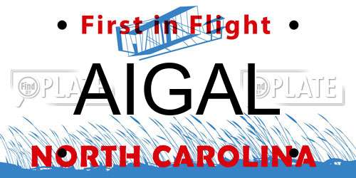 AIGAL North Carolina License Plate