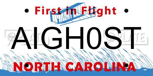 AIGH0ST North Carolina License Plate
