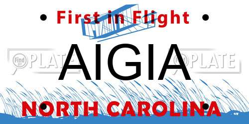 AIGIA North Carolina License Plate