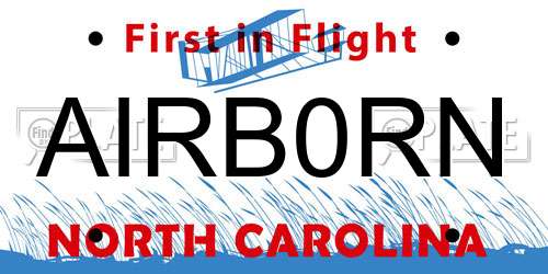 AIRB0RN North Carolina License Plate