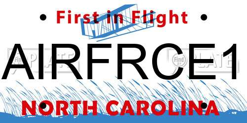 AIRFRCE1 North Carolina License Plate