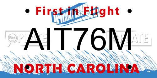 AIT76M North Carolina License Plate