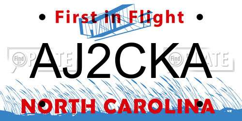 AJ2CKA North Carolina License Plate