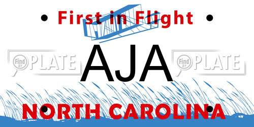 AJA North Carolina License Plate