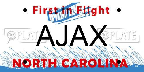 AJAX North Carolina License Plate