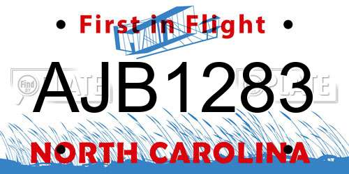AJB1283 North Carolina License Plate