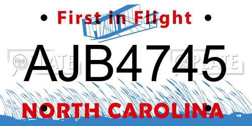 AJB4745 North Carolina License Plate