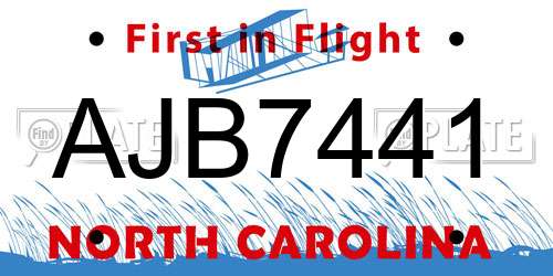 AJB7441 North Carolina License Plate