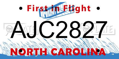 AJC2827 North Carolina License Plate