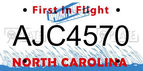 AJC4570 North Carolina License Plate