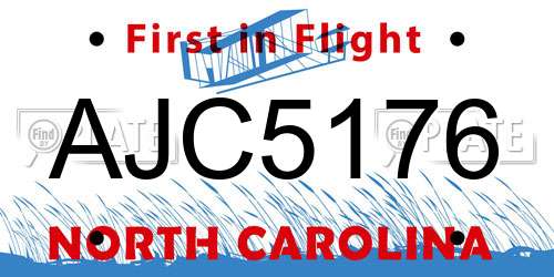 AJC5176 North Carolina License Plate