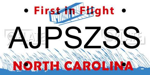 AJPSZSS North Carolina License Plate