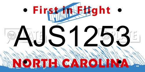 AJS1253 North Carolina License Plate