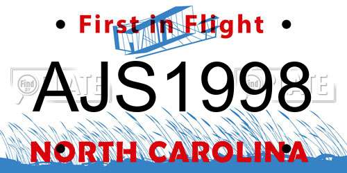 AJS1998 North Carolina License Plate