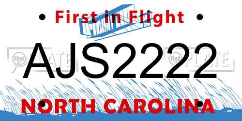 AJS2222 North Carolina License Plate