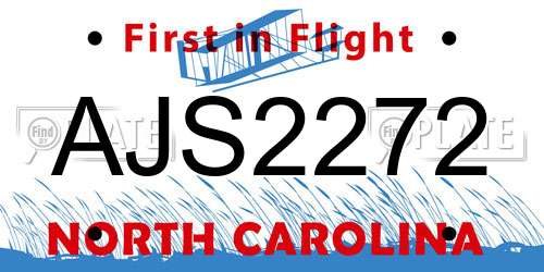 AJS2272 North Carolina License Plate