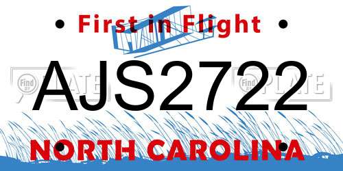AJS2722 North Carolina License Plate