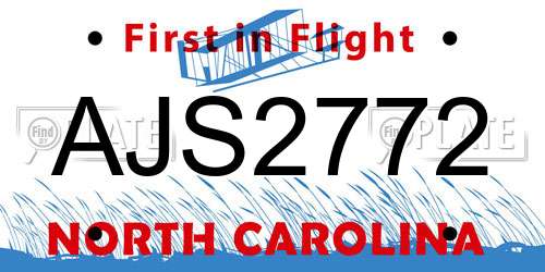 AJS2772 North Carolina License Plate