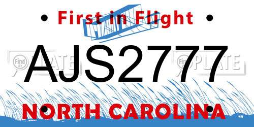 AJS2777 North Carolina License Plate