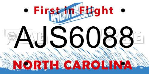 AJS6088 North Carolina License Plate