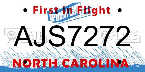 AJS7272 North Carolina License Plate