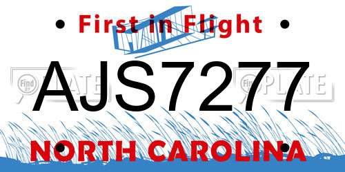 AJS7277 North Carolina License Plate