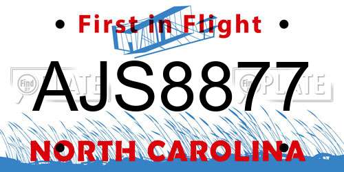 AJS8877 North Carolina License Plate