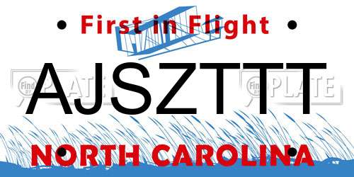 AJSZTTT North Carolina License Plate