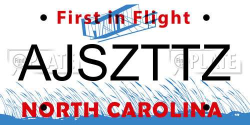 AJSZTTZ North Carolina License Plate