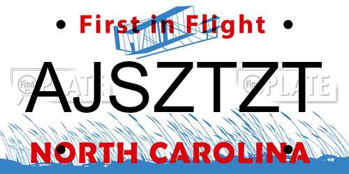 AJSZTZT North Carolina License Plate