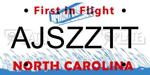 AJSZZTT North Carolina License Plate
