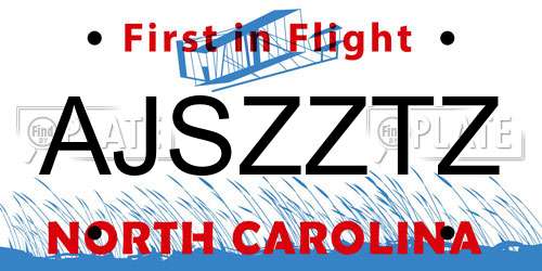 AJSZZTZ North Carolina License Plate