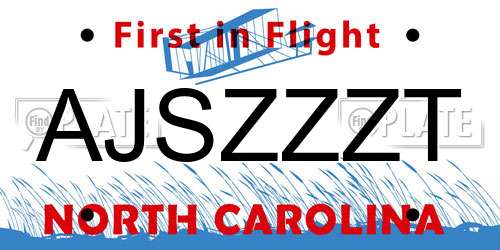 AJSZZZT North Carolina License Plate