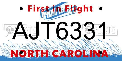AJT6331 North Carolina License Plate