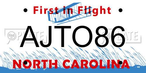 AJTO86 North Carolina License Plate
