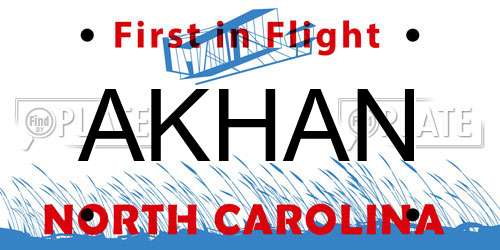AKHAN North Carolina License Plate