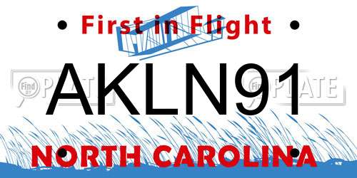 AKLN91 North Carolina License Plate