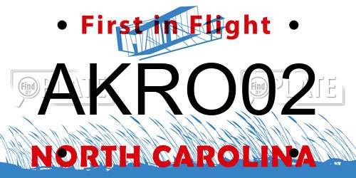 AKRO02 North Carolina License Plate