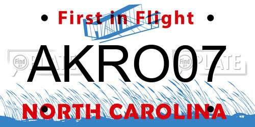 AKRO07 North Carolina License Plate