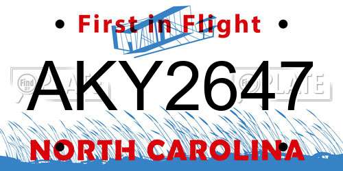 AKY2647 North Carolina License Plate