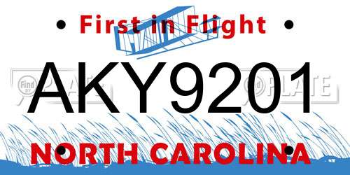 AKY9201 North Carolina License Plate