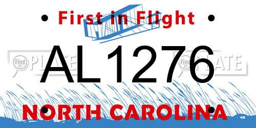 AL1276 North Carolina License Plate