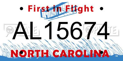 AL15674 North Carolina License Plate