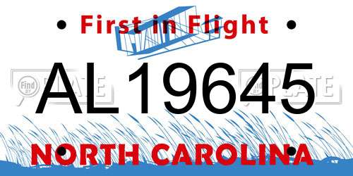 AL19645 North Carolina License Plate